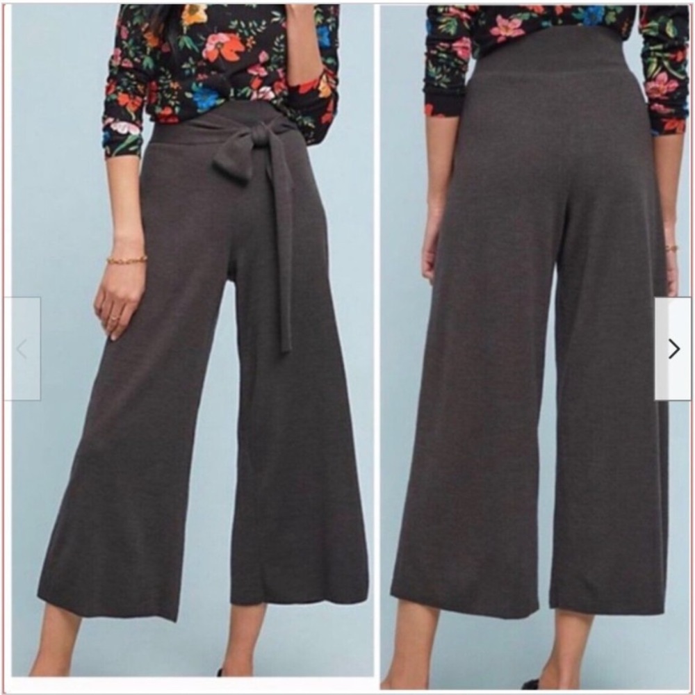 ANTHROPOLOGIE Moth Grey Knit Wide Leg Pants XS